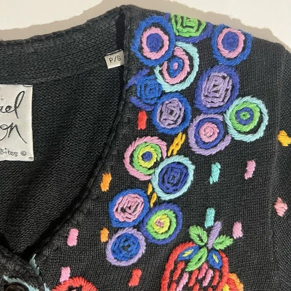 Michael Simon Authentic Vintage Cardigan with Colorful Embroidery - Picture 6 of 8